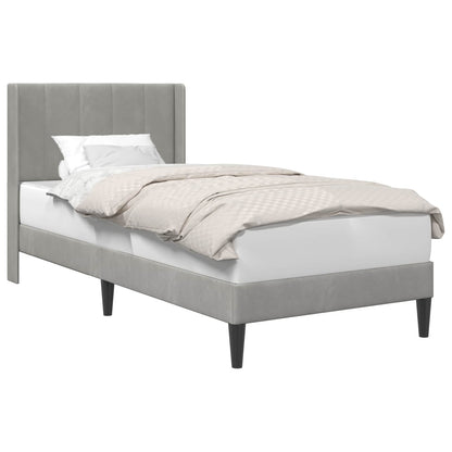 Struttura del letto Grigio chiaro 90 x 190 cm Velluto