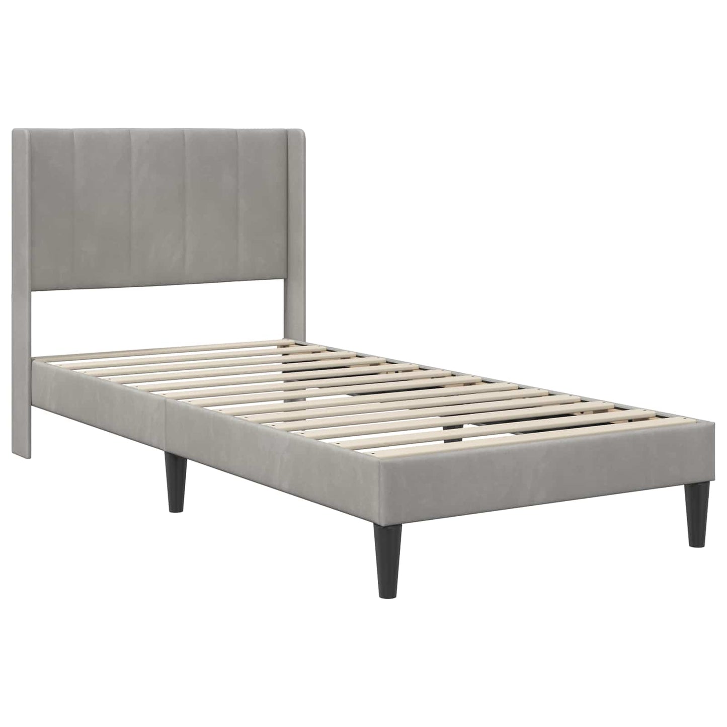 Struttura del letto Grigio chiaro 90 x 190 cm Velluto