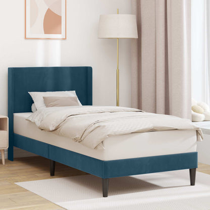 Struttura del letto con testiera Blu 90 x 190 cm Velluto