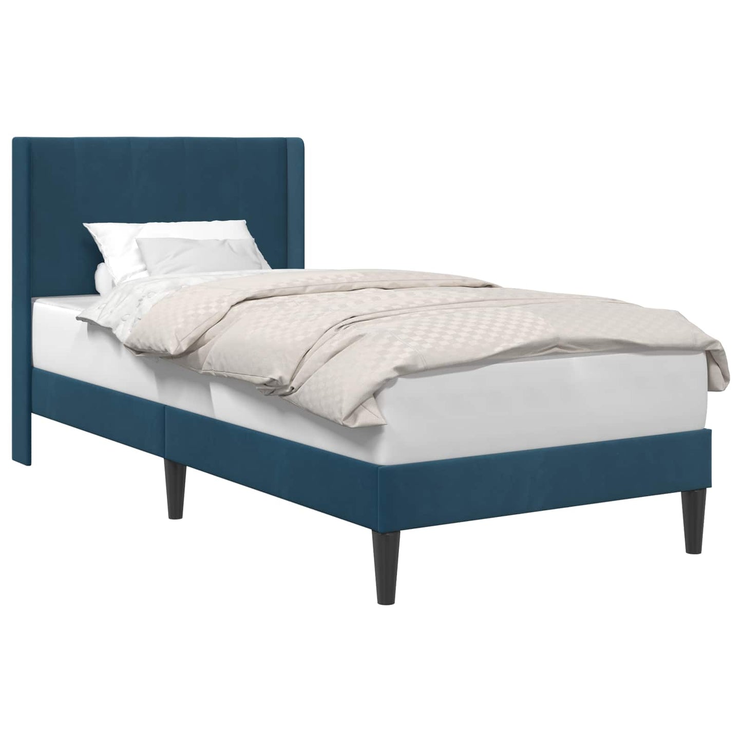Struttura del letto con testiera Blu 90 x 190 cm Velluto