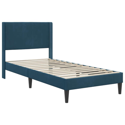 Struttura del letto con testiera Blu 90 x 190 cm Velluto