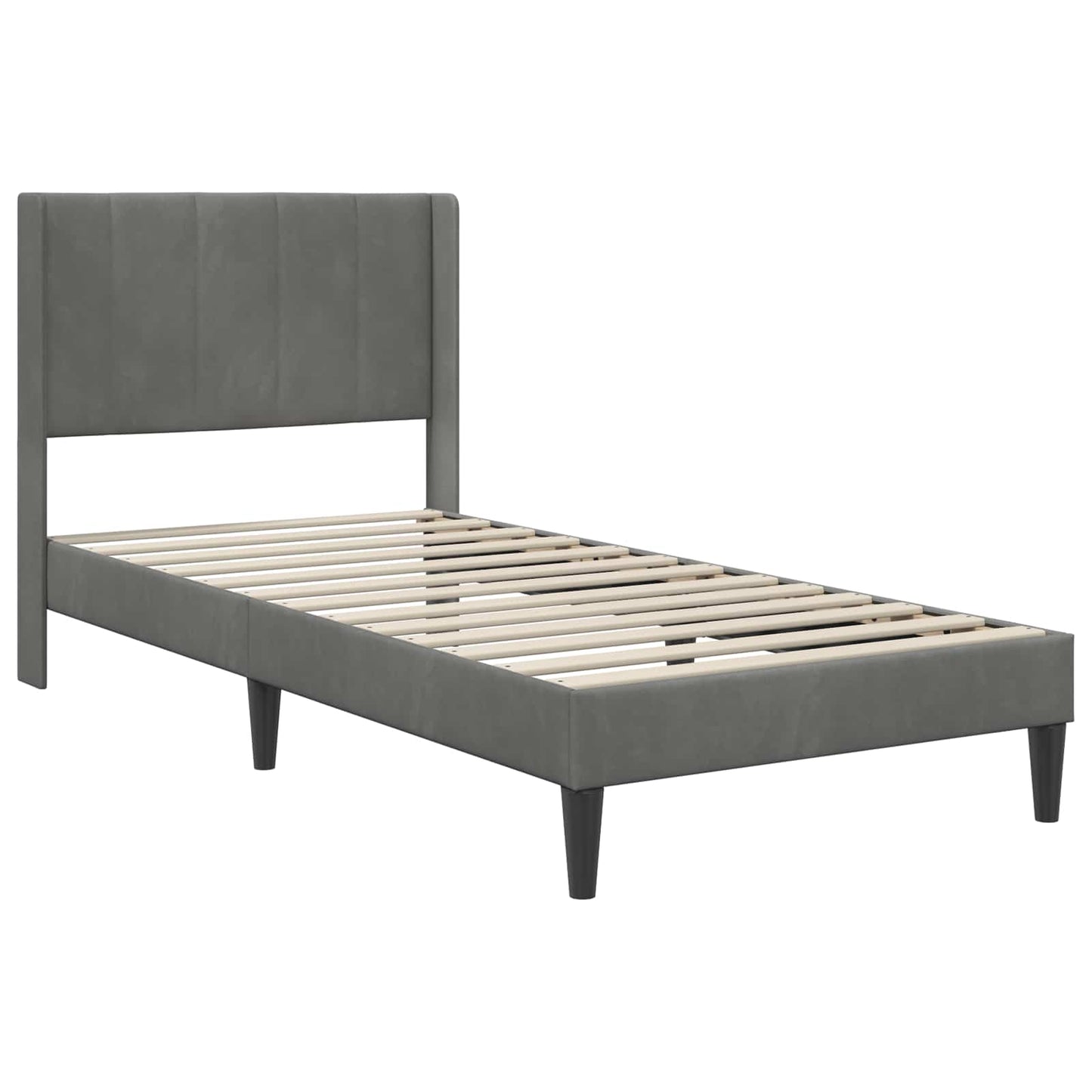 Struttura del letto Grigio scuro 100 x 200 cm Velluto