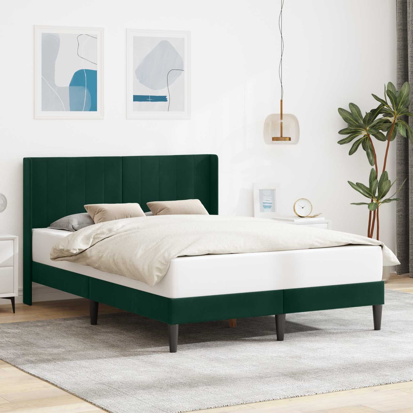 Struttura del letto Verde Scuro 140 x 190 cm Velluto