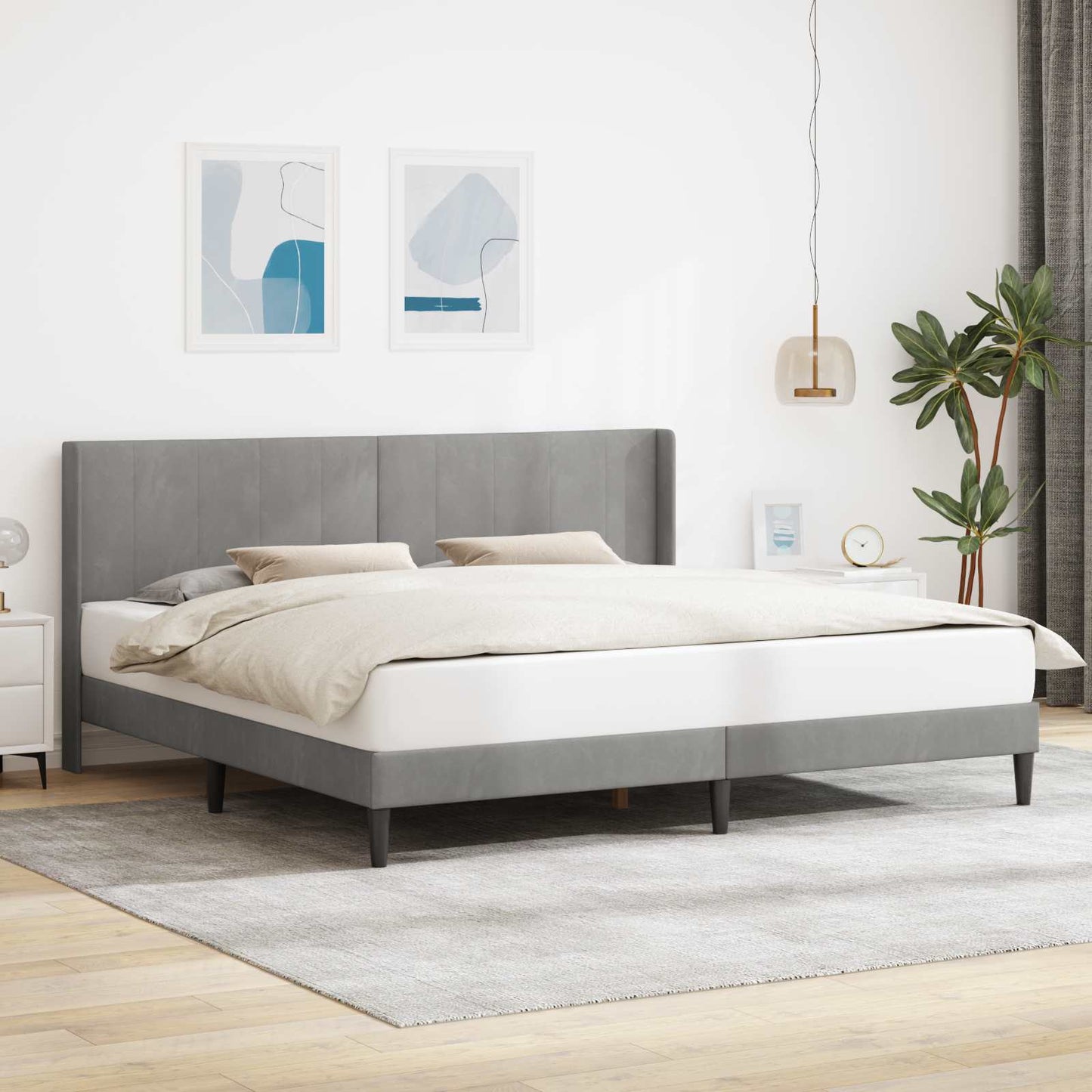 Struttura del letto Grigio chiaro 200 x 200 cm Velluto