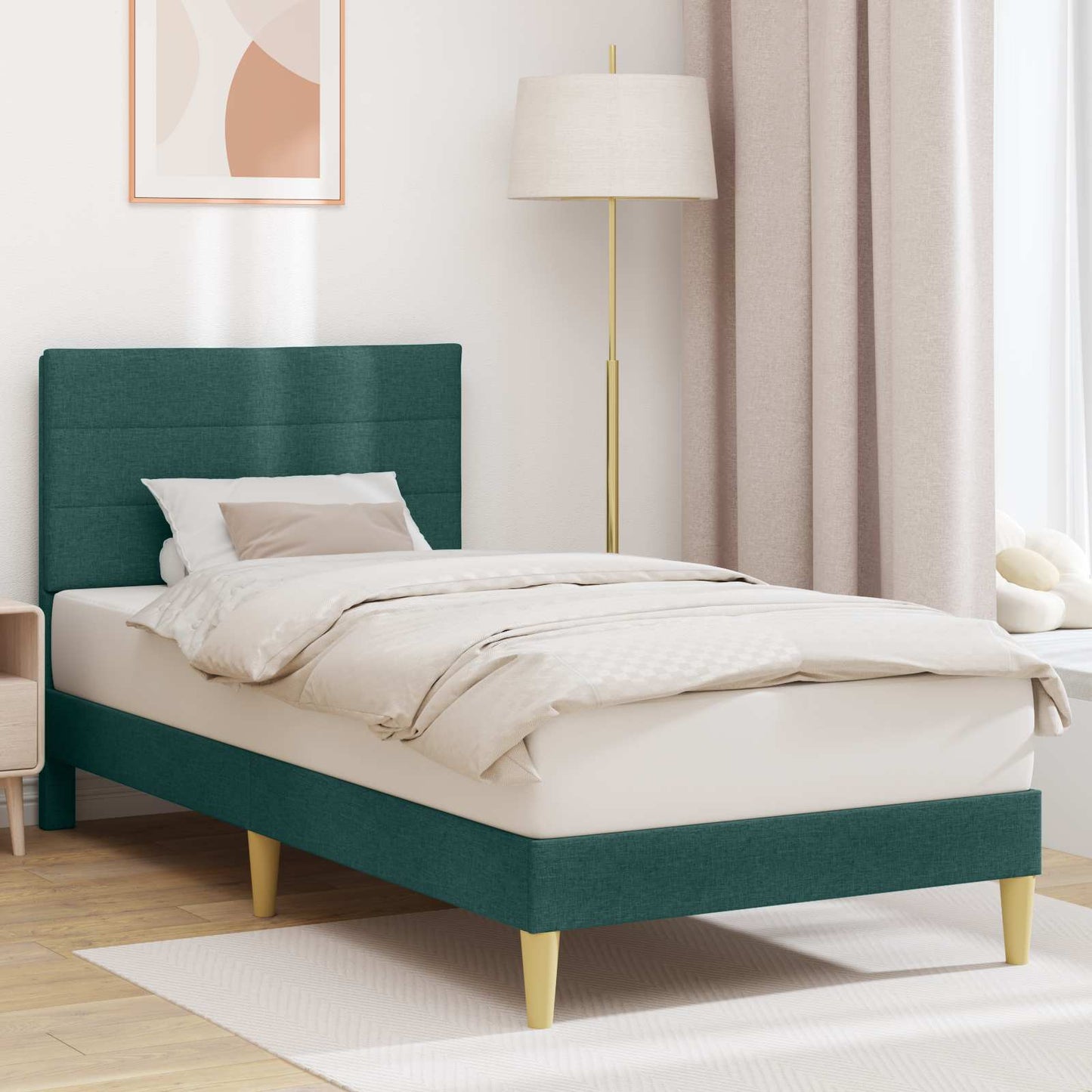 Struttura del letto Verde Scuro 90 x 190 cm Tessuto