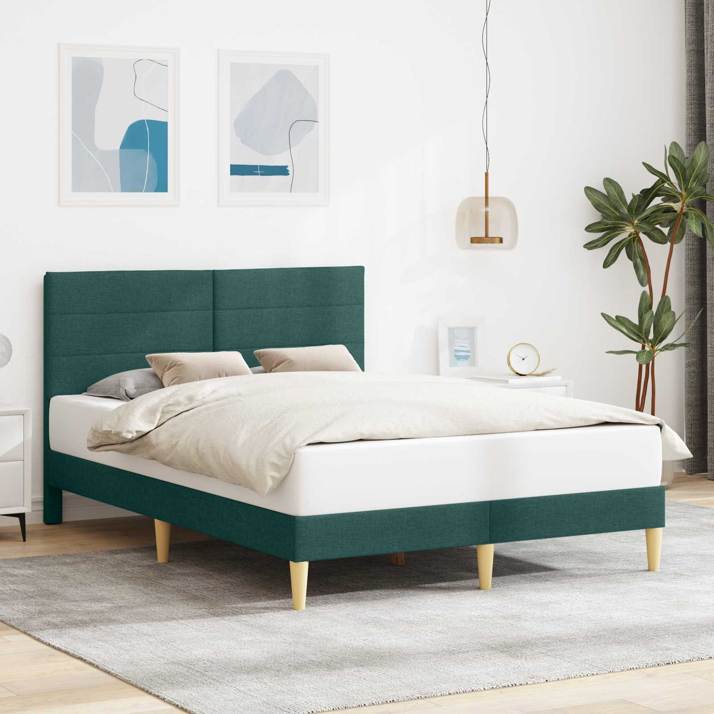 Struttura del letto Verde Scuro 160 x 200 cm Tessuto