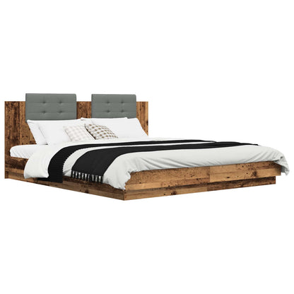 Struttura letto con testata Legno vecchio 200 x 200 cm