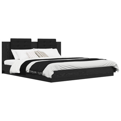 Struttura letto con testata Rovere Nero 200 x 200 cm