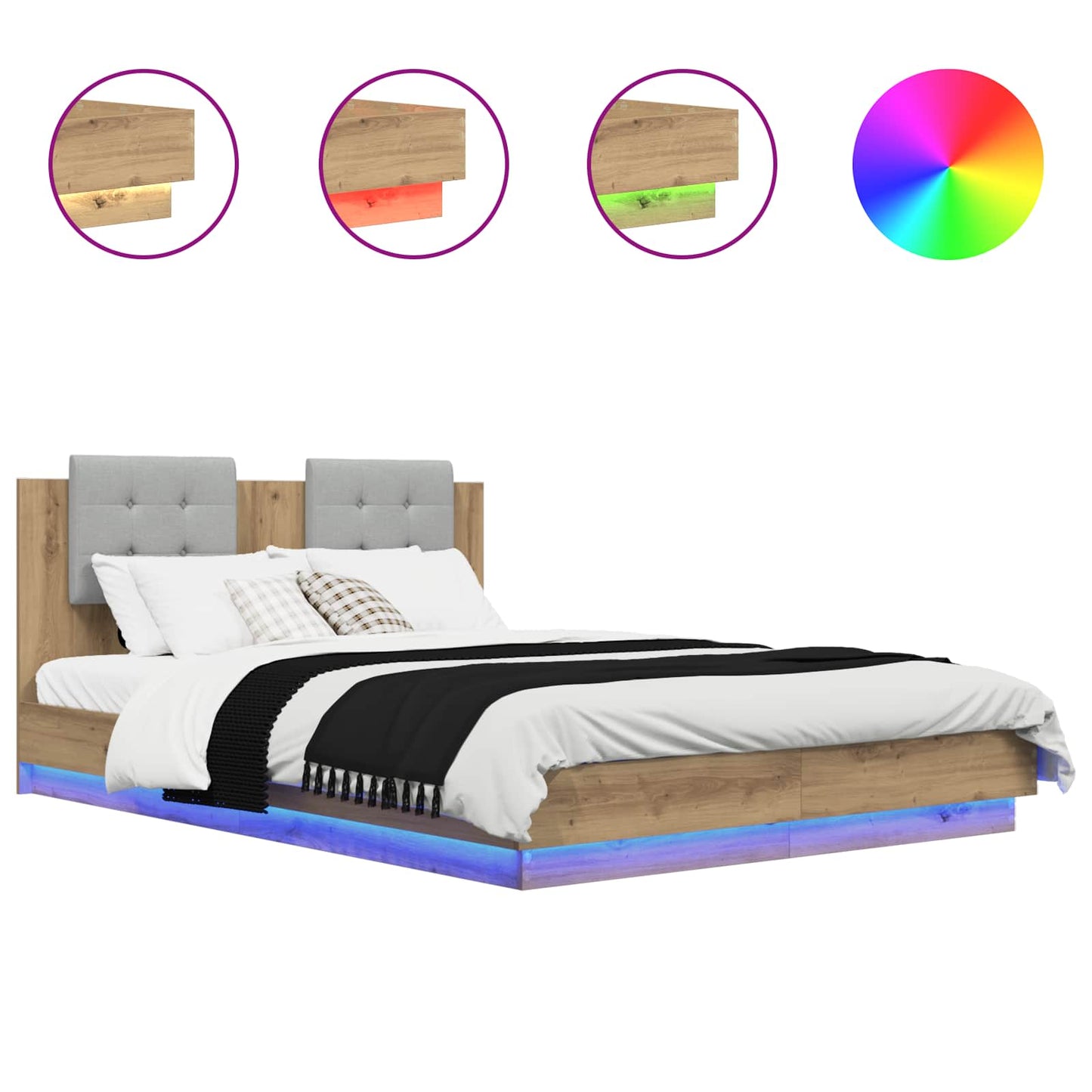 Struttura letto con testata Rovere artigianale 140 x 200 cm