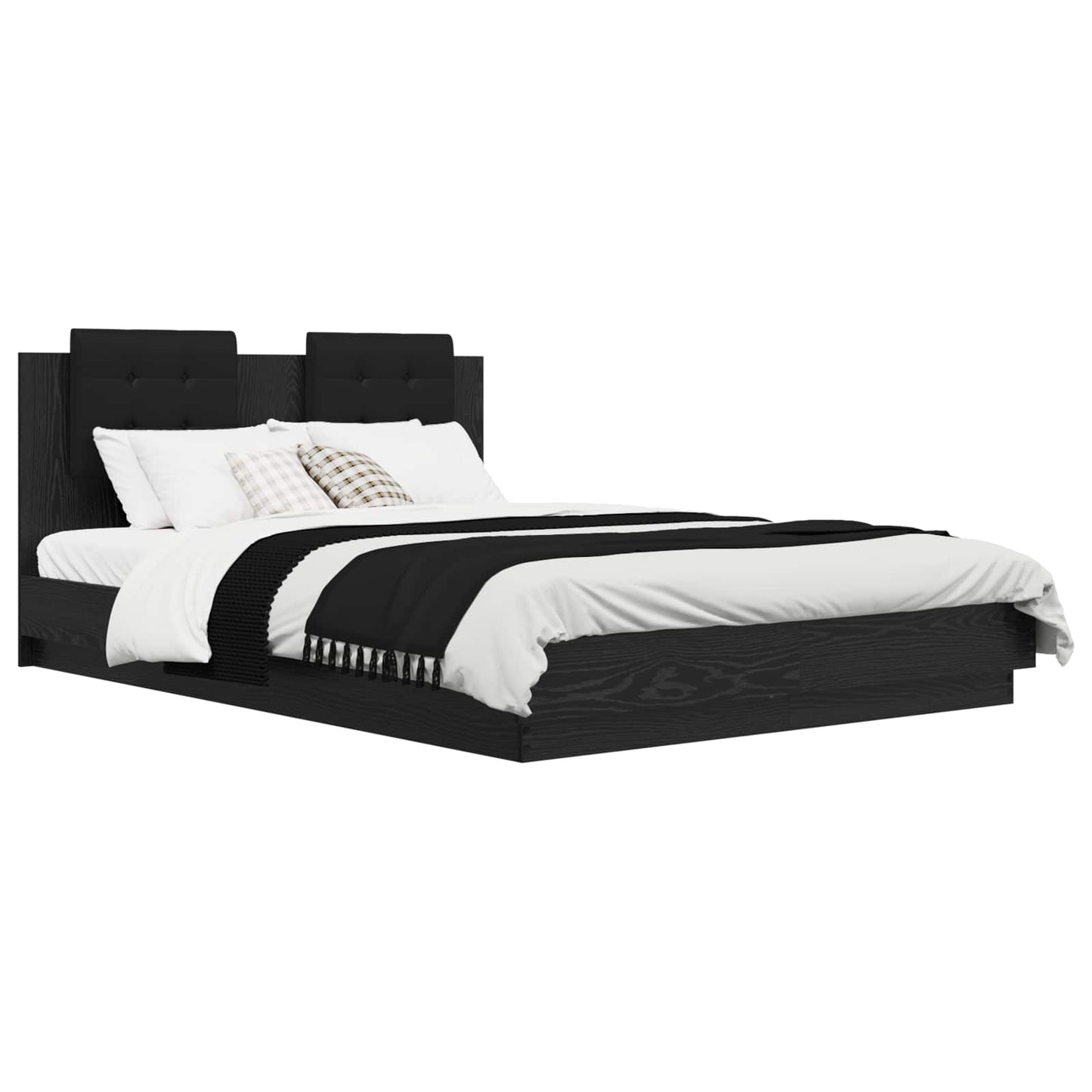 Struttura letto con testata Rovere Nero 140 x 200 cm