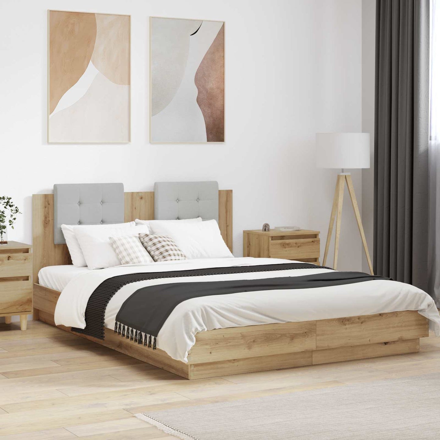 Struttura letto con testata Rovere artigianale 120 x 200 cm