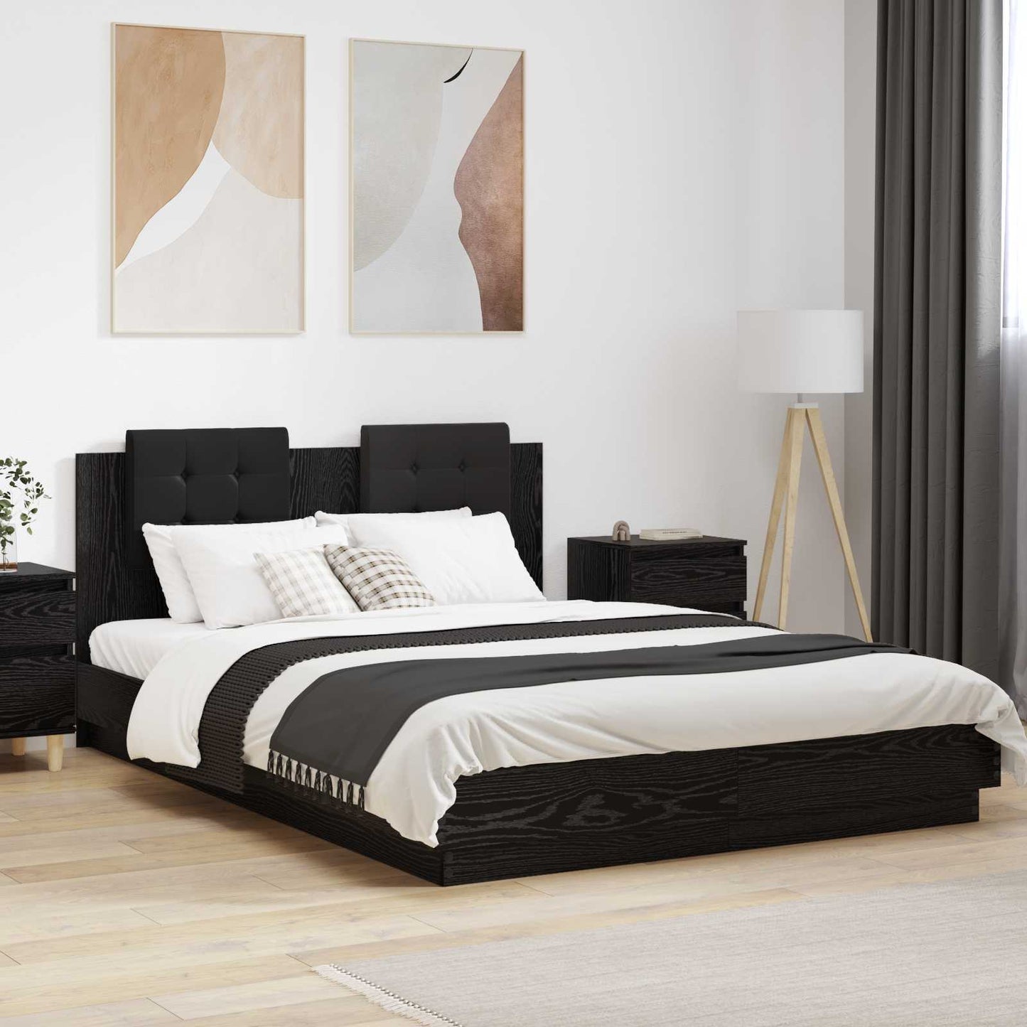 Struttura letto con testata Rovere Nero 120 x 200 cm