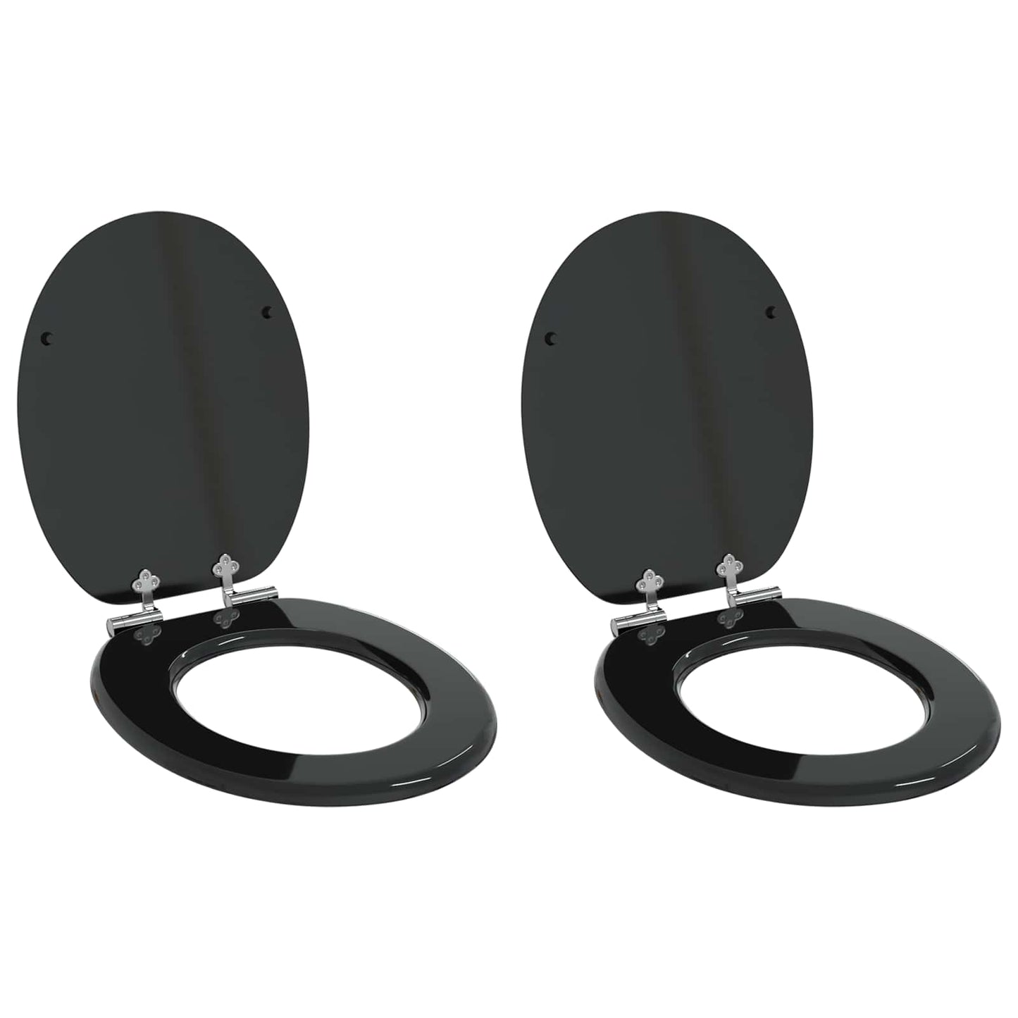 Sedile per toilette con chiusura morbida 2 pcs Nero 44 x 38 cm