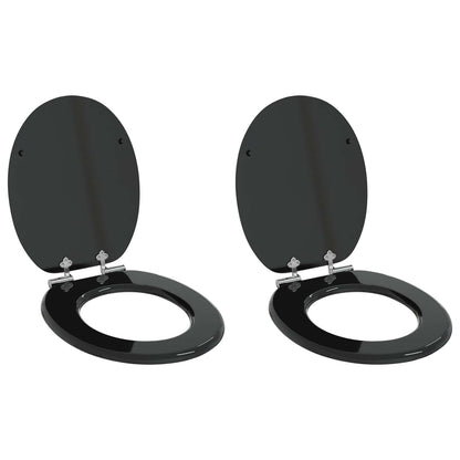 Sedile per toilette con chiusura morbida 2 pcs Nero 44 x 38 cm