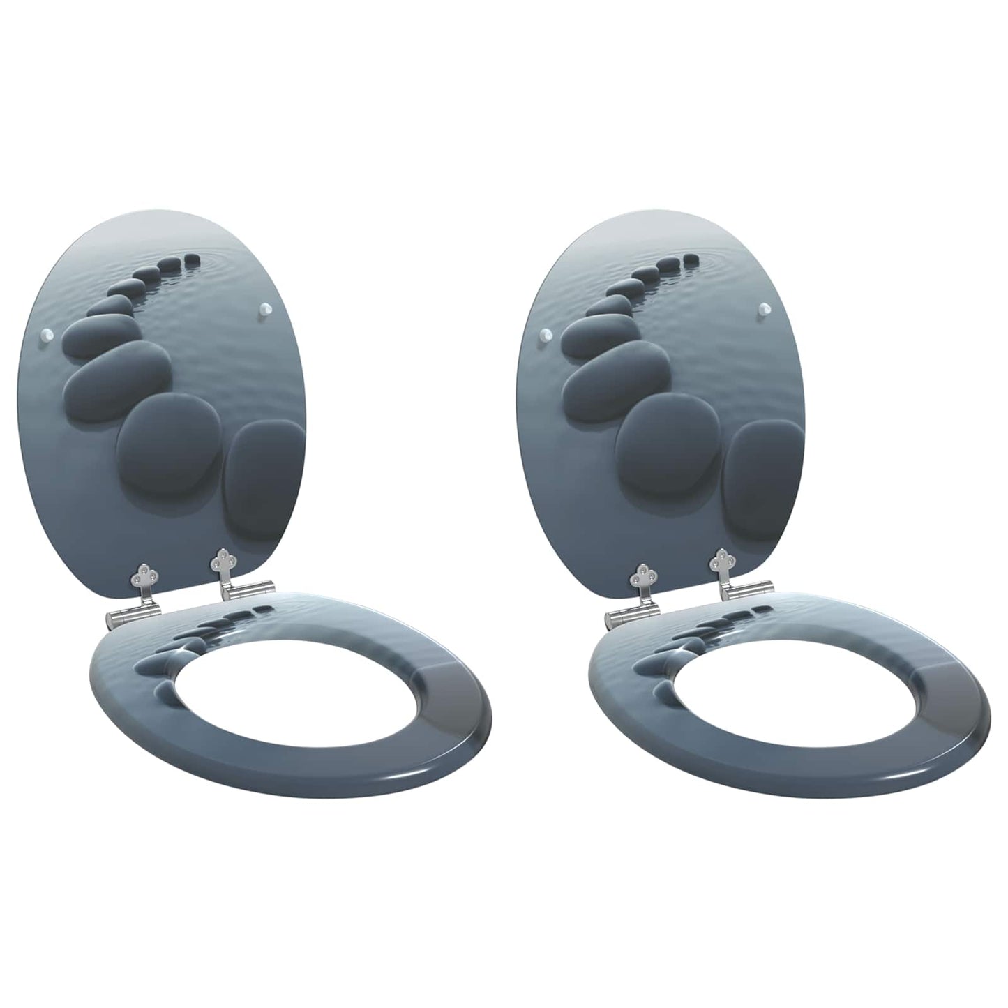 Sedile per toilette con chiusura morbida 2 pcs Grigio