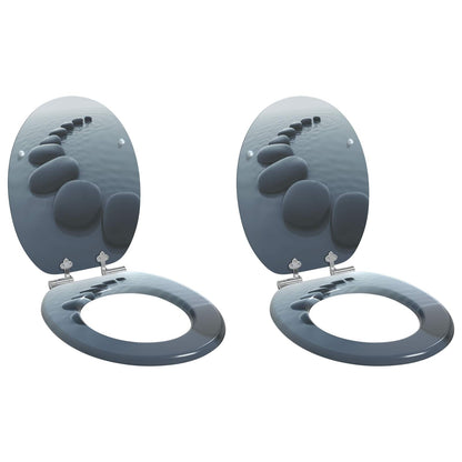 Sedile per toilette con chiusura morbida 2 pcs Grigio