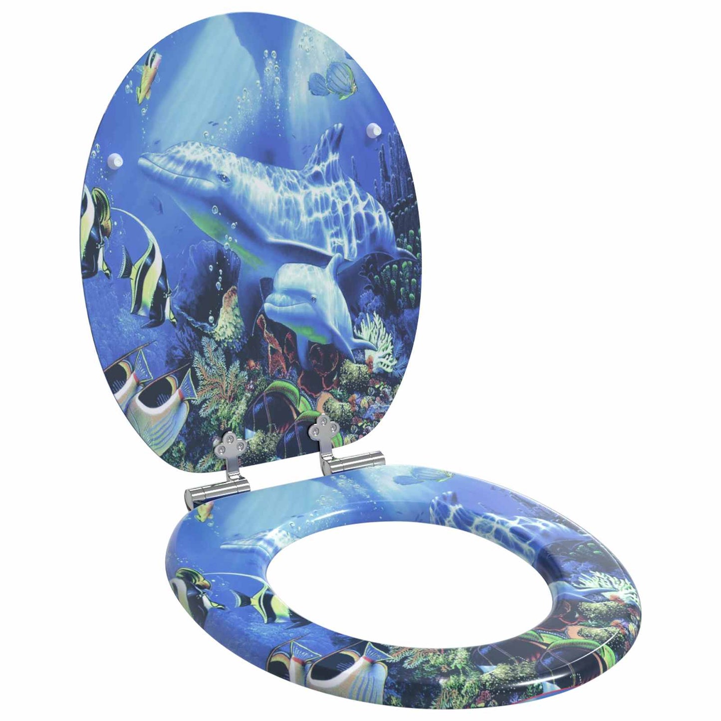 Sedile per toilette con chiusura morbida 2 pcs Blu 44 x 38 cm