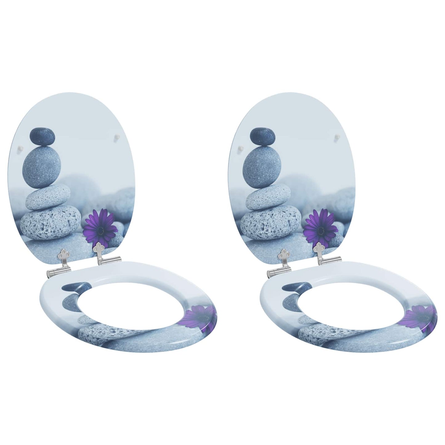 Sedile per toilette con chiusura morbida 2 pcs Grigio