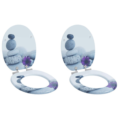 Sedile per toilette con chiusura morbida 2 pcs Grigio