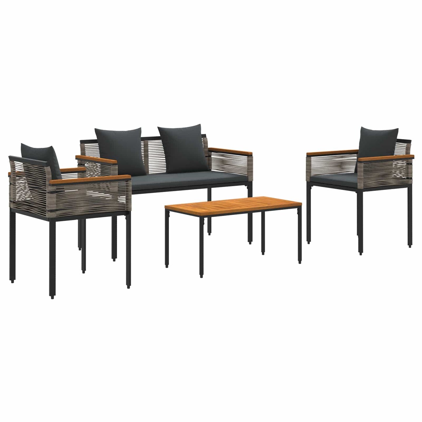 Set di Mobili da Esterno 4 pcs Grigio e Grigio Scuro