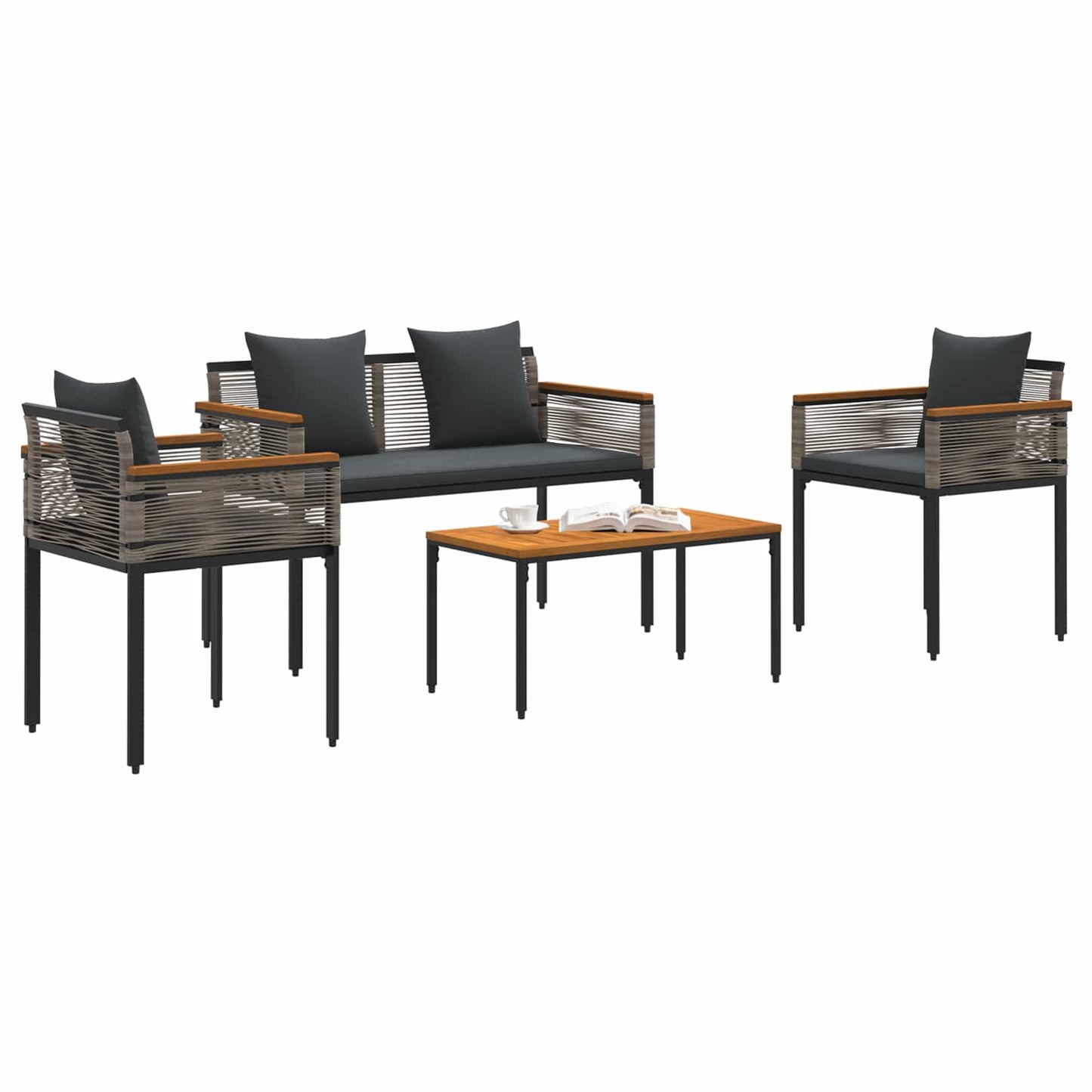 Set di Mobili da Esterno 4 pcs Grigio e Grigio Scuro