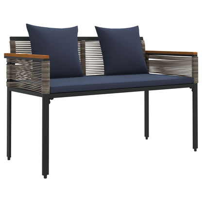 Set di Mobili da Esterno 4 pcs Grigio e Blu Navy Rattan in PE