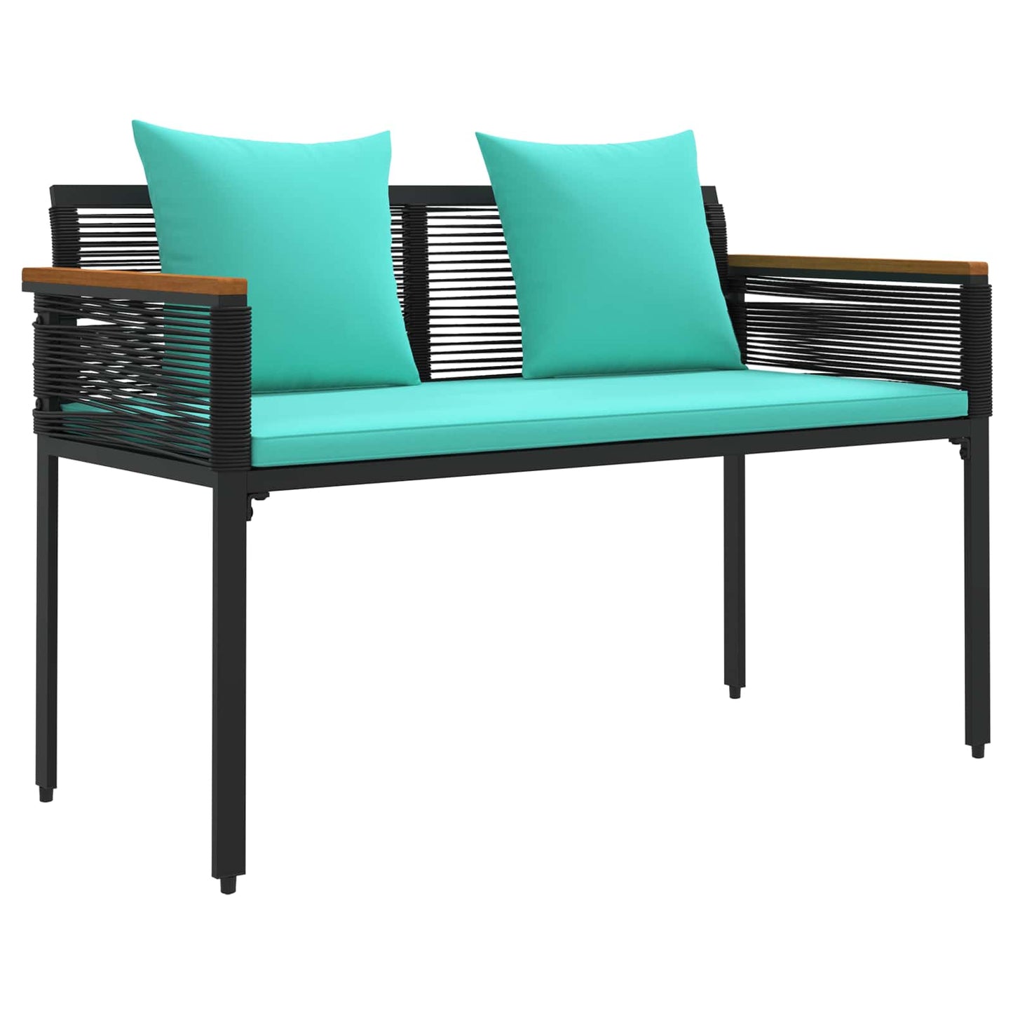 Set di Mobili da Esterno 4 pcs Nero e Turchese Rattan in PE