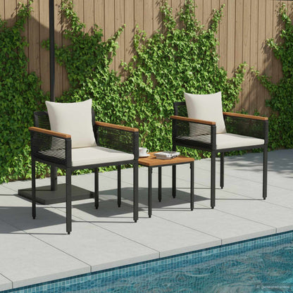 Set di Mobili da Esterno 3 pcs Nero e Bianco Crema Rattan in PE