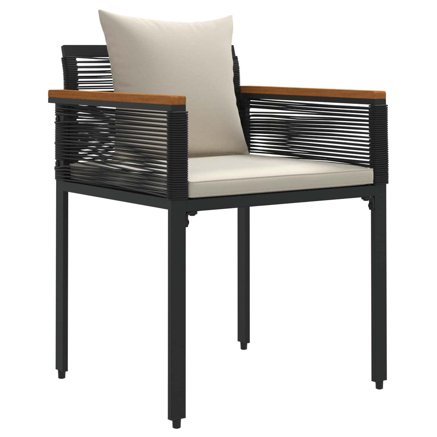 Set di Mobili da Esterno 3 pcs Nero e Bianco Crema Rattan in PE