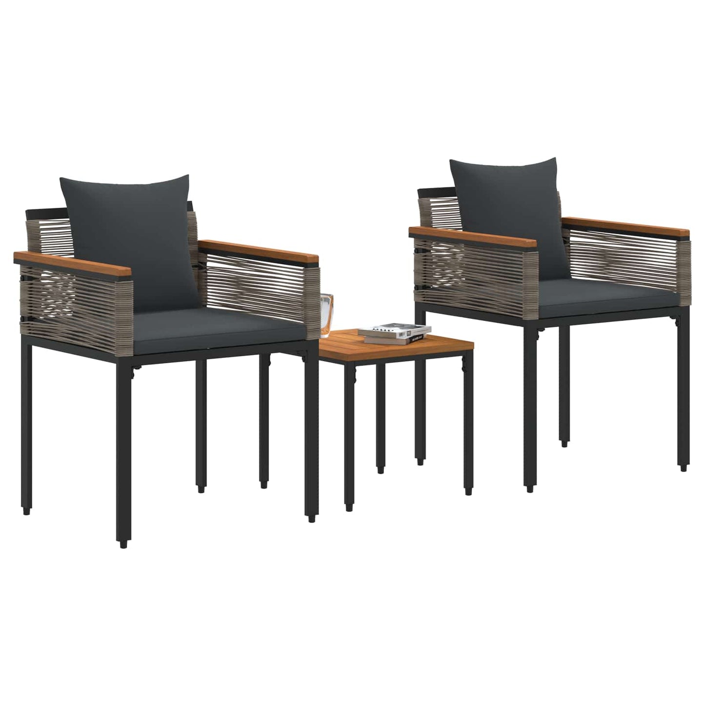 Set di Mobili da Esterno 3 pcs Grigio e Grigio Scuro