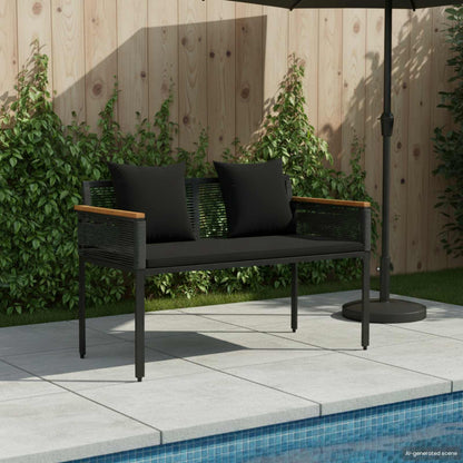 Panchina da esterno Nero 117 x 54 x 74.5 cm polyrattan
