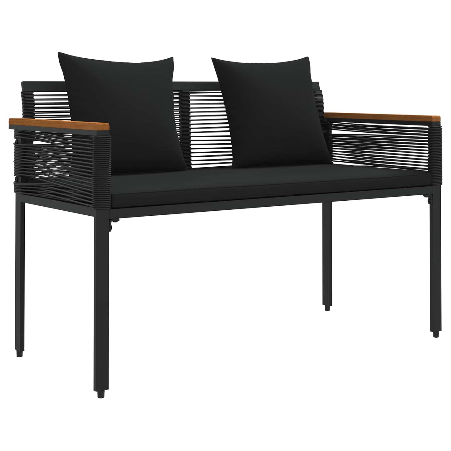 Panchina da esterno Nero 117 x 54 x 74.5 cm polyrattan