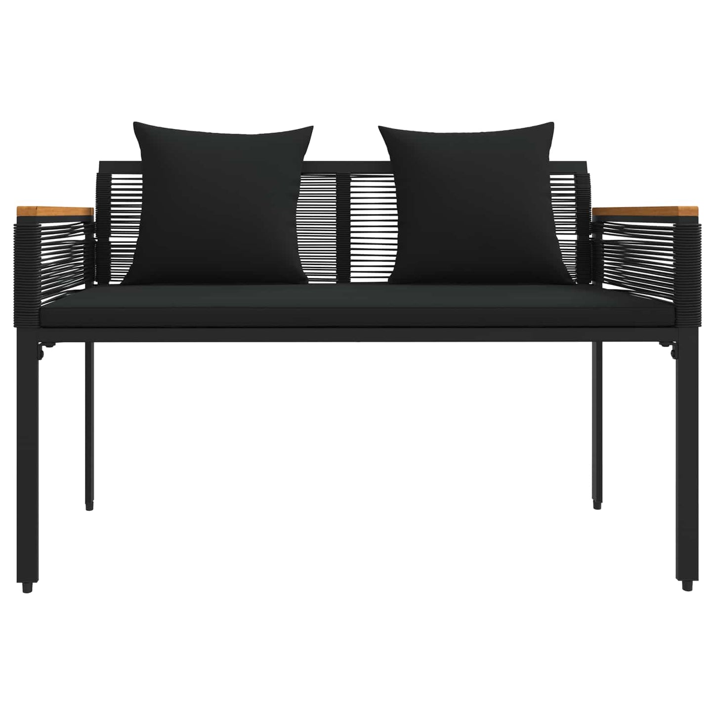 Panchina da esterno Nero 117 x 54 x 74.5 cm polyrattan