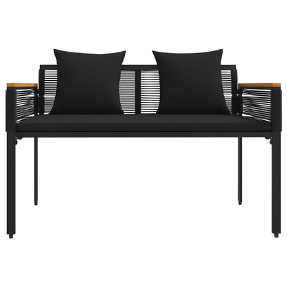 Panchina da esterno Nero 117 x 54 x 74.5 cm polyrattan