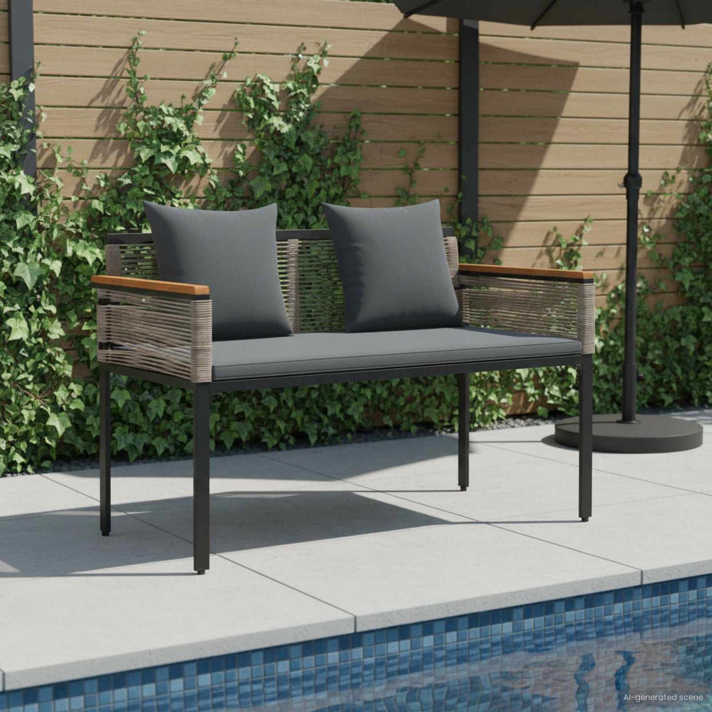 Panchina da esterno Grigio e Grigio Scuro 117 x 54 x 74.5 cm