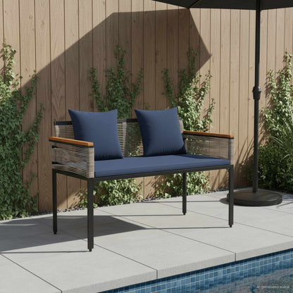 Panchina da esterno Grigio e Blu Navy 117 x 54 x 74.5 cm