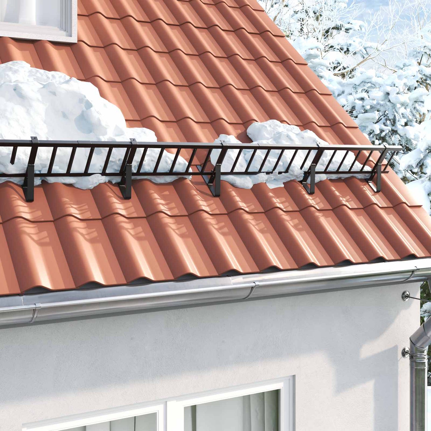Supporto per guardia della neve 12 pcs Nero 29,5 x 3 x 34,5 cm