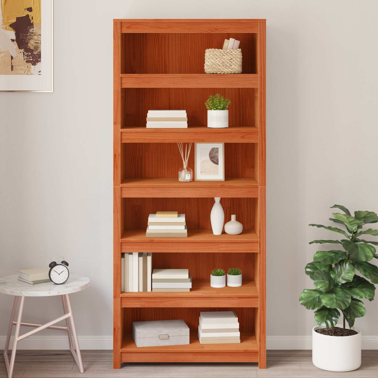 Armadio per Libri Marrone cerato 80 x 35 x 183 cm Pino massello