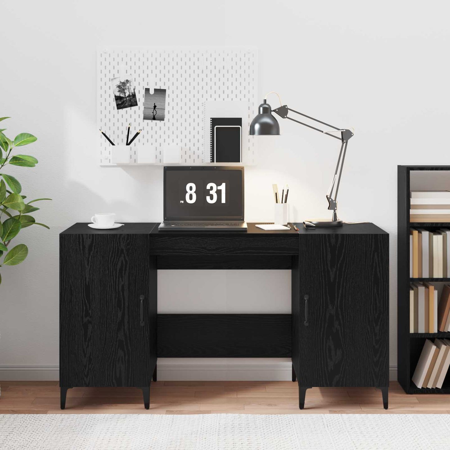 Scrivania Rovere nero 140 x 50 x 75 cm Legno multistrato