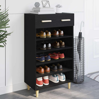 Mobile per scarpe con cassetto Rovere Nero 60 x 35 x 105 cm