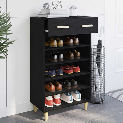 Mobile per scarpe con cassetto Rovere Nero 60 x 35 x 105 cm