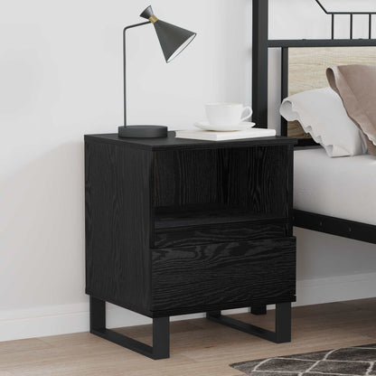 Armadietto per letto con cassetto Rovere Nero 40 x 35 x 50 cm