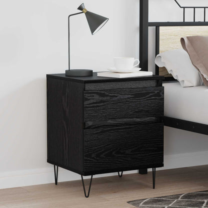 Armadietto per letto con cassetto Rovere Nero 40 x 35 x 50 cm
