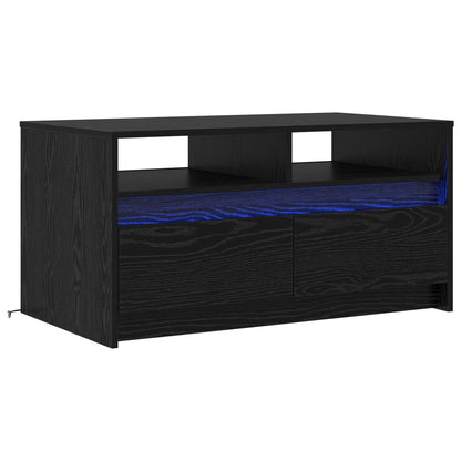 Tavolino da salotto con cassetto Rovere Nero 90 x 50 x 45 cm