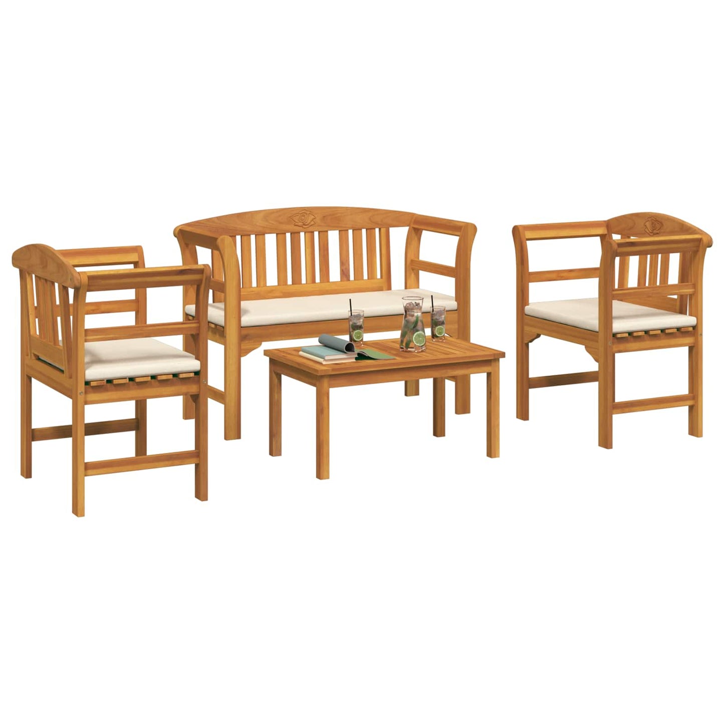 Set da giardino con divano a rosa con cuscino 4 pcs