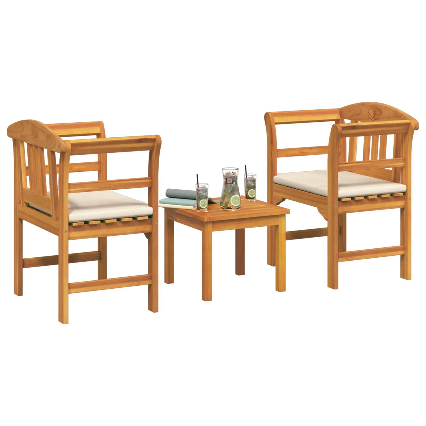 Set da giardino con divano a rosa con cuscino 3 pcs