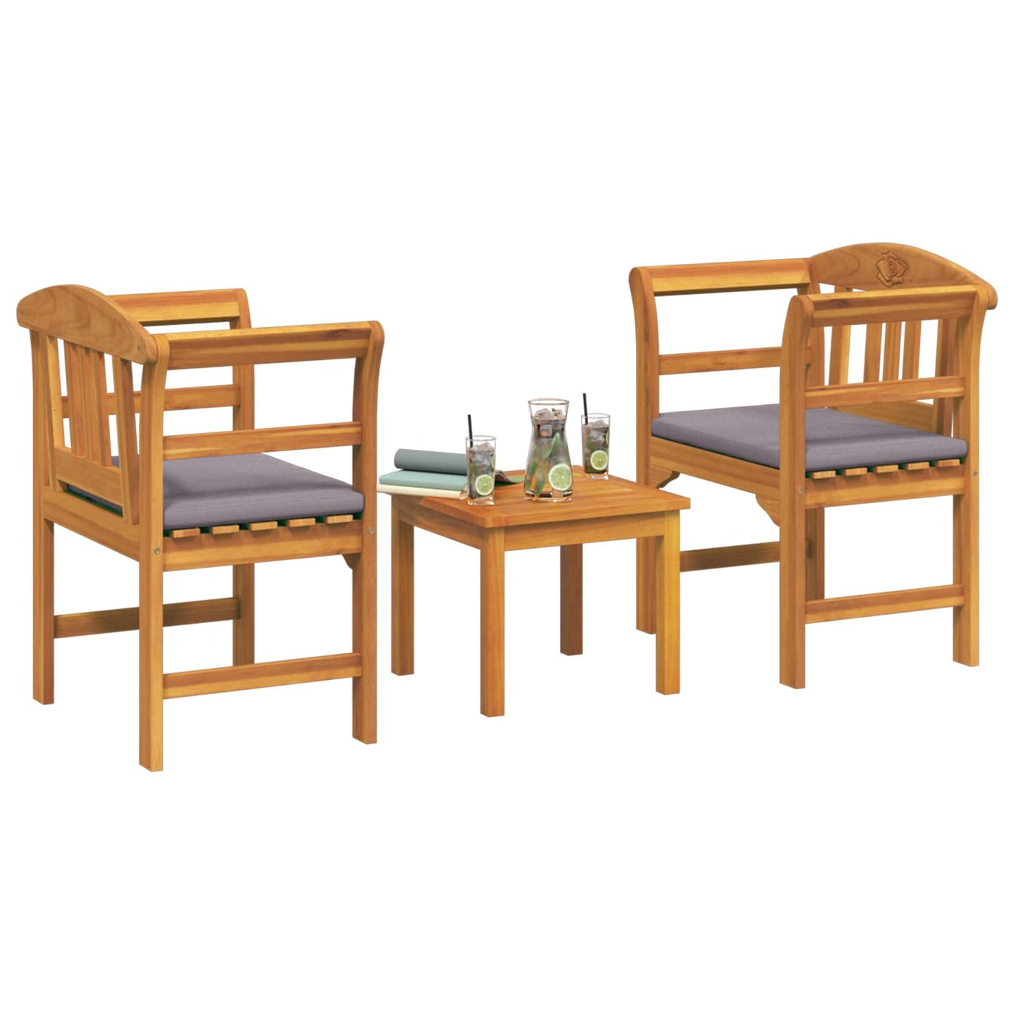 Set da giardino con divano a rosa con cuscino 3 pcs