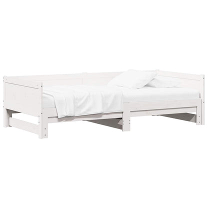 Letto Giorno Estraibile Bianco 180 x 200 cm Pino massello