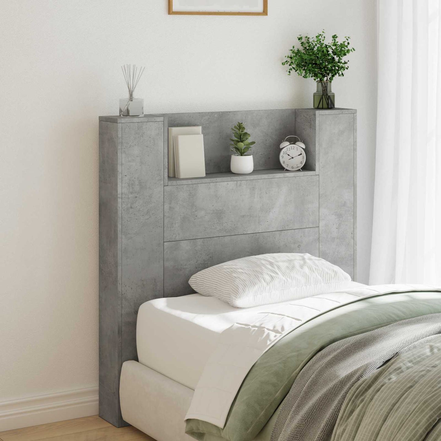 Testiera Grigio cemento 100 x 16,5 x 103,5 cm Legno multistrato
