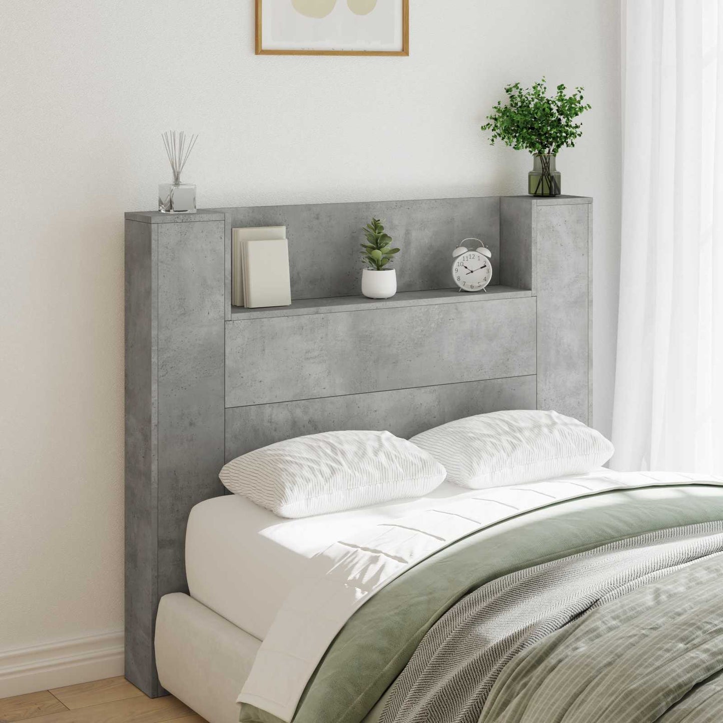 Testiera Grigio cemento 120 x 16,5 x 103,5 cm Legno multistrato